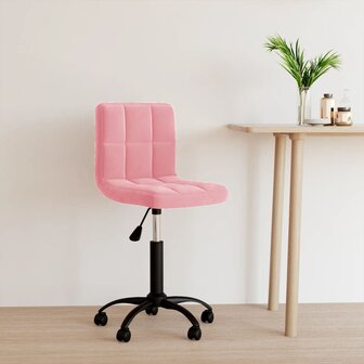 Kantoorstoel draaibaar fluweel roze 1
