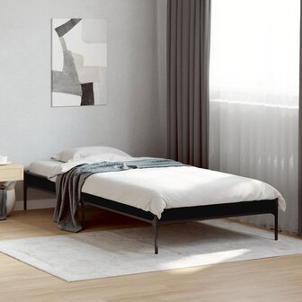 Bedframe bewerkt hout en metaal zwart 90x190 cm 1