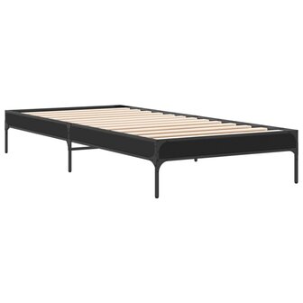 Bedframe bewerkt hout en metaal zwart 90x190 cm 3