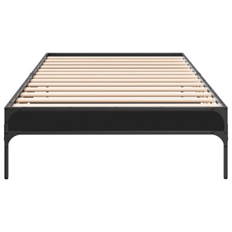 Bedframe bewerkt hout en metaal zwart 90x190 cm 4