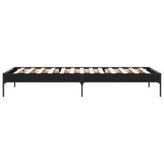 Bedframe bewerkt hout en metaal zwart 90x190 cm 5