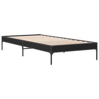 Bedframe bewerkt hout en metaal zwart 90x190 cm 6