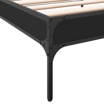 Bedframe bewerkt hout en metaal zwart 90x190 cm 7