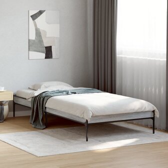 Bedframe bewerkt hout en metaal grijs sonoma eiken 90x190 cm 1