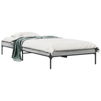Bedframe bewerkt hout en metaal grijs sonoma eiken 90x190 cm 2