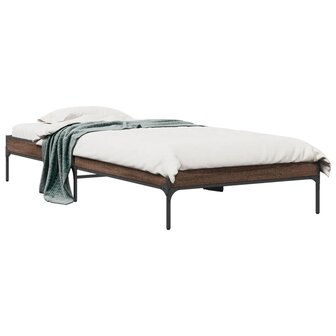 Bedframe bewerkt hout en metaal bruin eikenkleurig 90x190 cm 2