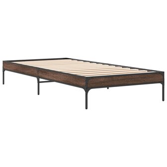 Bedframe bewerkt hout en metaal bruin eikenkleurig 90x190 cm 3