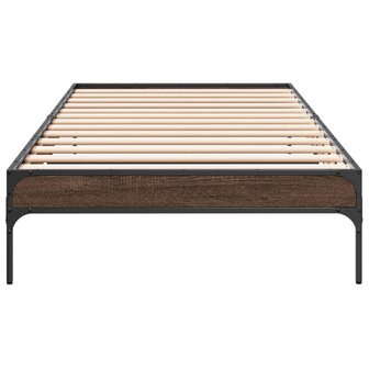 Bedframe bewerkt hout en metaal bruin eikenkleurig 90x190 cm 4