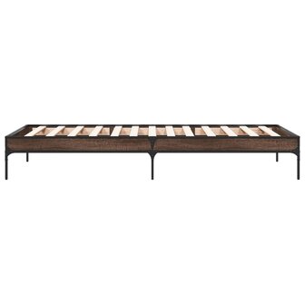 Bedframe bewerkt hout en metaal bruin eikenkleurig 90x190 cm 5
