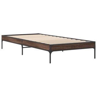 Bedframe bewerkt hout en metaal bruin eikenkleurig 90x190 cm 6