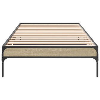 Bedframe bewerkt hout en metaal sonoma eikenkleurig 75x190 cm 4