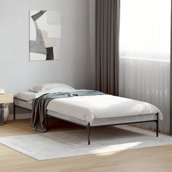 Bedframe bewerkt hout en metaal grijs sonoma eiken 75x190 cm 1