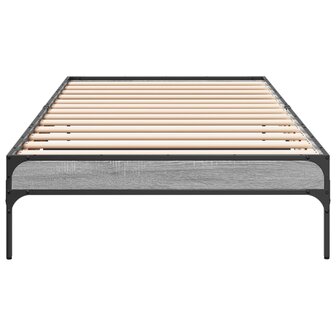 Bedframe bewerkt hout en metaal grijs sonoma eiken 75x190 cm 4