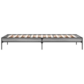 Bedframe bewerkt hout en metaal grijs sonoma eiken 75x190 cm 5