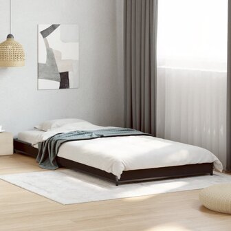 Bedframe bewerkt hout en metaal zwart 100x200 cm 1
