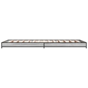 Bedframe bewerkt hout en metaal grijs sonoma eiken 100x200 cm 5