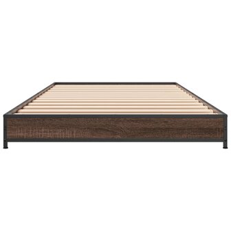 Bedframe bewerkt hout en metaal bruin eikenkleurig 100x200 cm 4
