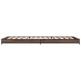 Bedframe bewerkt hout en metaal bruin eikenkleurig 100x200 cm 5