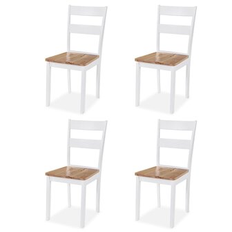 Eetkamerset MDF en rubberwood wit 5-delig 3
