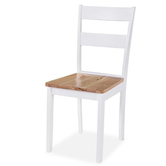 Eetkamerset MDF en rubberwood wit 5-delig 6