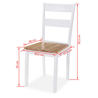 Eetkamerset MDF en rubberwood wit 5-delig 8