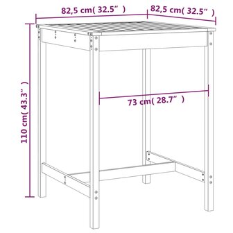 Tuintafel 82,5x82,5x110 cm massief grenenhout 7