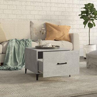 Salontafel met metalen poten 50x50x40 cm betongrijs 3