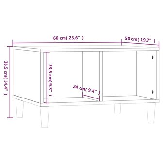 Salontafel 60x50x36,5 cm bewerkt hout grijs 8