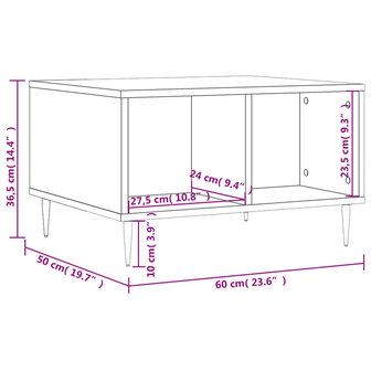 Salontafel 60x50x36,5 cm bewerkt hout wit 9