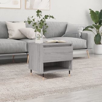 Salontafel 50x46x50 cm bewerkt hout grijs sonoma eikenkleurig 1