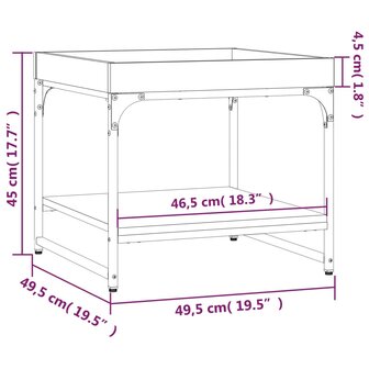 Salontafel 49,5x49,5x45 cm bewerkt hout gerookt eikenkleurig 9