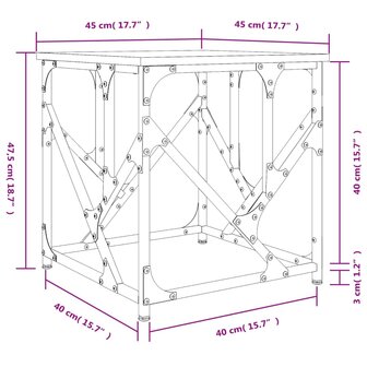 Salontafel 45x45x47,5 cm bewerkt hout grijs sonoma 9