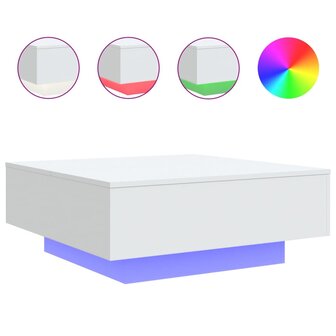 Salontafel met LED-verlichting 80x80x31 cm wit 2