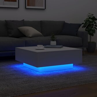 Salontafel met LED-verlichting 80x80x31 cm wit 4