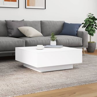 Salontafel met LED-verlichting 80x80x31 cm wit 5