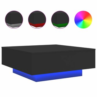 Salontafel met LED-verlichting 80x80x31 cm zwarty 2