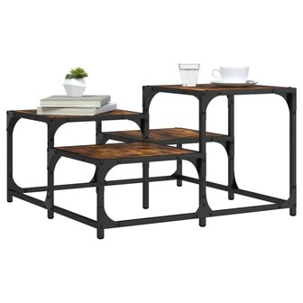 Salontafel 68x68x40 cm bewerkt hout gerookt eikenkleurig 1