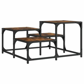 Salontafel 68x68x40 cm bewerkt hout gerookt eikenkleurig 2