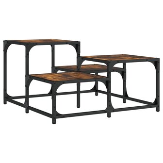 Salontafel 68x68x40 cm bewerkt hout gerookt eikenkleurig 6