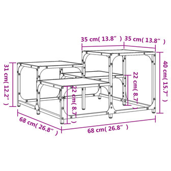 Salontafel 68x68x40 cm bewerkt hout gerookt eikenkleurig 9