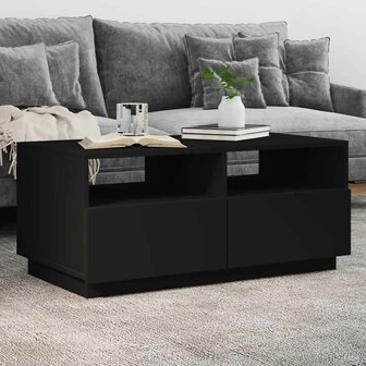 Salontafel met LED-verlichting 90x49x40 cm zwart 1