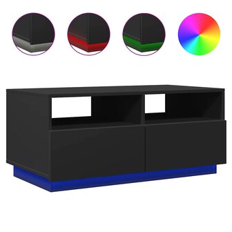 Salontafel met LED-verlichting 90x49x40 cm zwart 2