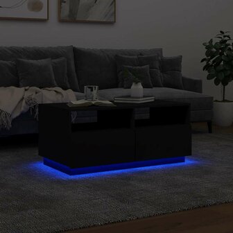 Salontafel met LED-verlichting 90x49x40 cm zwart 5