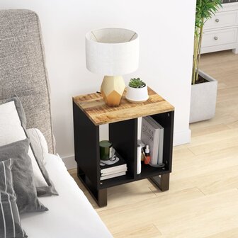 Bijzettafel 40x31x46 cm massief mangohout en bewerkt hout 1