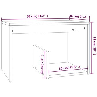Bijzettafel 59x36x38 cm bewerkt hout gerookt eikenkleurig 7
