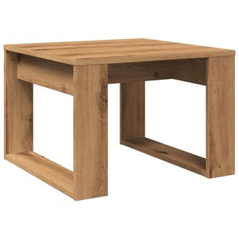 Bijzettafel 50x50x35 cm bewerkt hout artisanaal eikenkleurig 2