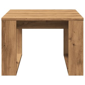 Bijzettafel 50x50x35 cm bewerkt hout artisanaal eikenkleurig 4