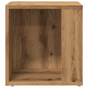 Bijzettafel 33x33x34 cm bewerkt hout artisanaal eikenkleurig 5