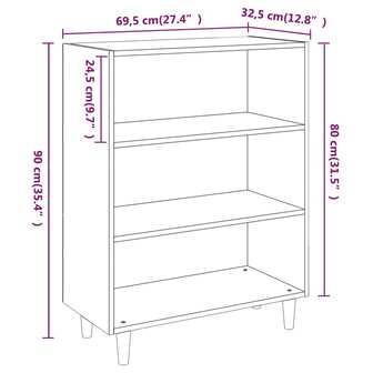 Dressoir 69,5x32,5x90 cm bewerkt hout gerookt eikenkleurig 7
