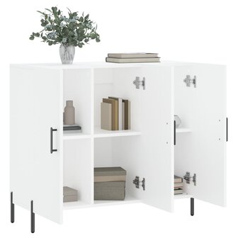 Dressoir 90x34x80 cm bewerkt hout wit 4